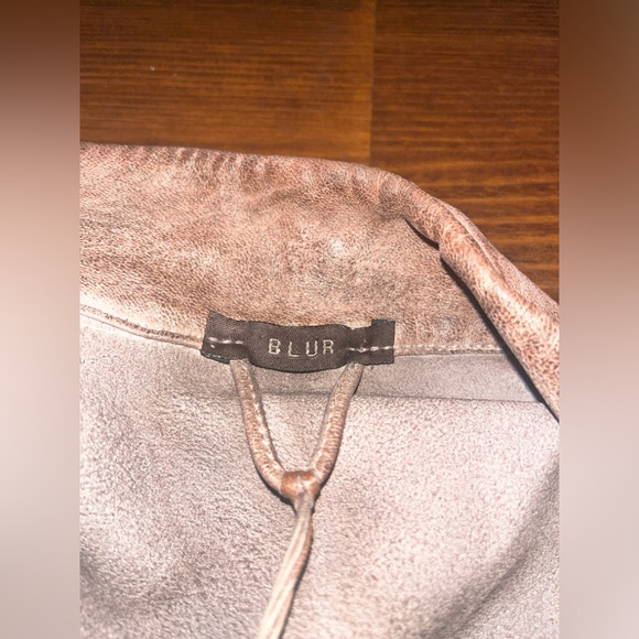 Blur Brown Distressed Leather Jacket  IT 42 US 2 4 6 - Picture 5 of 7